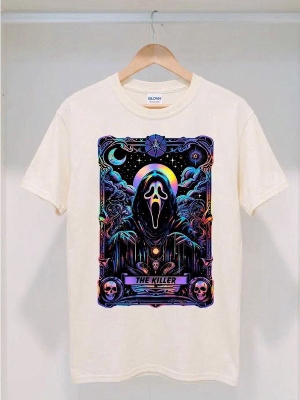 The Killer Tarot Card Graphic T-Shirt Spooky Horror Ghostface Tee